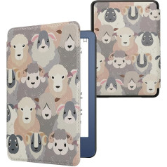 kwmobile Flip Case saderīgs ar Amazon Kindle (2022) Case - e-lasītāja futrālis - Sheep White Brown Grey