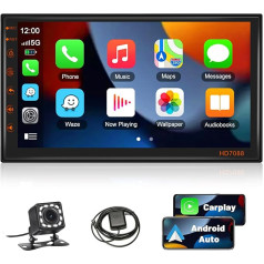 Podofo Auto radio 2 DIN ar bezvadu Apple Carplay Android Bluetooth, Android 13 Double DIN auto radio ar 7 collu skārienjūtīgo ekrānu ar WLAN GPS FM/RDS + atpakaļgaitas kamera