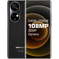 Ulefone Note 17 Pro Mobilais tālrunis 2024, viedtālrunis bez līguma 24GB RAM + 256GB ROM, 108MP + 32MP kamera ar 6,78 collu ekrānu, 5050mAh Android 13 viedtālrunis Dual SIM 4G/OTG/Face ID Black