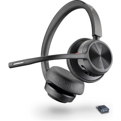 Bezvadu austiņas Poly Voyager 4320 UC Headset - Stereo austiņas ar trokšņu slāpēšanas mikrofona roku - Savienojums ar PC/Mac/Mobilajiem tālruņiem, izmantojot Bluetooth - Saderīgas ar Teams, Zoom un citām ierīcēm