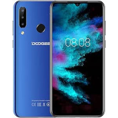 DOOGEE N20 Dual SIM viedtālrunis bez līguma, 4G globālās versijas Android 9.0 mobilais tālrunis, 6,3 collu FHD+ Waterdrop ekrāns, 4350 mAh, 10W ātrā uzlāde, 4GB + 64GB, 16.0MP+8.0MP+8.0MP kameras, zils