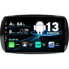 SXAUTO Android 13 IPS Auto Radio piemērots Benz Smart 453 Fortwo (2014-2020) - Iebūvēts Carplay/Android Car/DSP - Kamera + MIC - 4G + 64G - DAB 360-Kamera Vadības stūres rats Fast Boot AHD -2 DIN