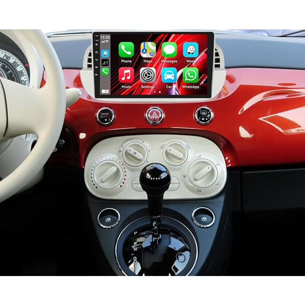 [2+64G] SIXWIN Android 13 Autoradio für FIAT 500 2007-2015 mit Wireless CarPlay Android Auto Mirrorlink, 9 Zoll Bildschirm mit WiFi Navi Bluetooth RDS WiFi