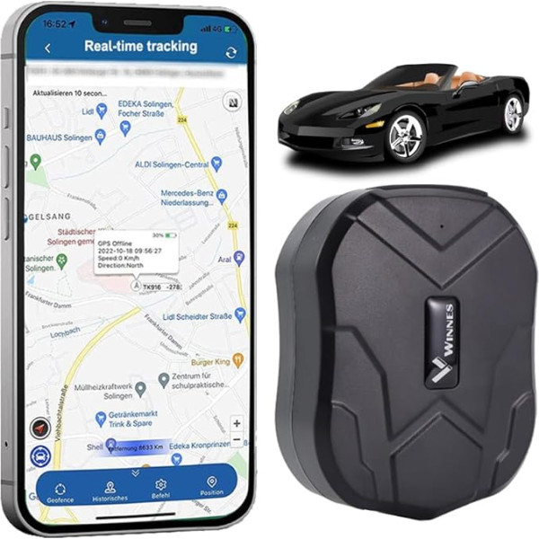 Winnes GPS Tracker bez abonēšanas lietotnes 4G GPS Tracker Auto Strong Magnetic Waterproof 5000 mAh Battery Locator velosipēdu motociklu Anti Loss Alarm, vairāki trauksmes režīmi Tk905 Locator