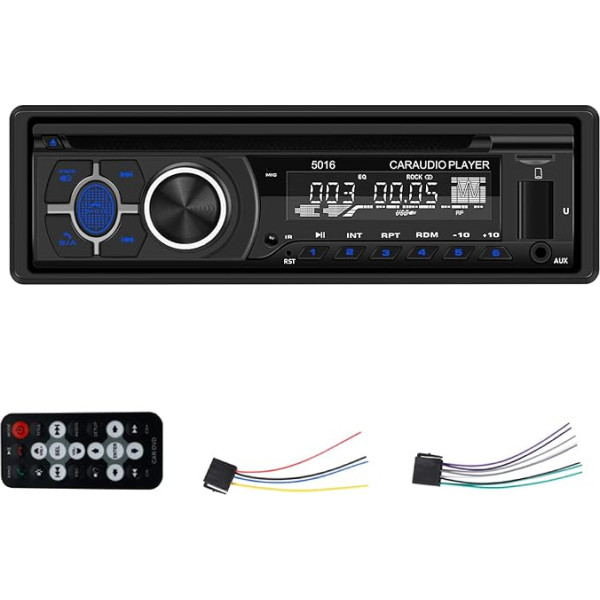 Podofo 1 DIN auto radio FM/AM radio, DVD/CD atskaņotājs Bluetooth mūzikas brīvroku tālruņa zvanu atbalsts App Locate EQ USB/TF ievade Auto MP3 atskaņotājs