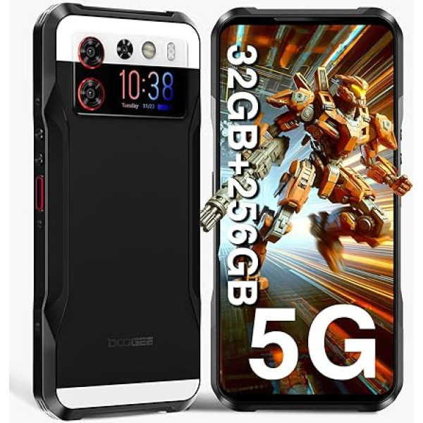 DOOGEE V20S Mobilais tālrunis Izturīgs pret sadursmēm, 5G [2024], 6,43 collu 2K + 1,58 collu AMOLED aizmugurējais panelis, 50MP + 24MP nakts redzamības, 6000mAh/33W, Izturīgs pret sadursmēm, Android 13, IP68/IP69K/5G Dual SIM/NFC