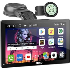 ATOTO P907PR 7 collu pārnēsājama auto stereo sistēma ar QLED skārienjūtīgo ekrānu, bezvadu CarPlay un Android Car, MirrorLink, 4G LTE, GPS izsekošana, 4G+32G, HDMI ieeja, auto reostats, duālais Bluetooth