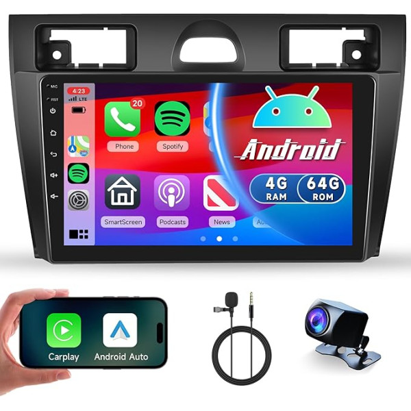 4G + 64G Android auto radio 2 DIN priekš Ford Fiesta MK5