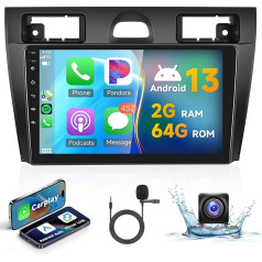 2G + 64G bezvadu Carplay Android 13 Auto radio 2 DIN Ford Fiesta Mk5 Mk VI 2002-2008 ar Android auto navigāciju GPS WiFi 9 collu auto radio ar spoguļa savienojumu Bluetooth FM/RDS/DAB+/OBD2/DVR/SWC aizmugurējais