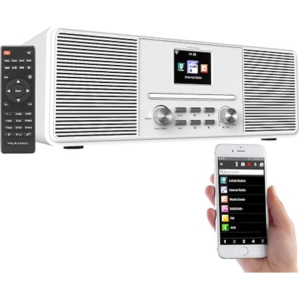 VR-Radio Radio ar CD atskaņotāju: (DAB radio, DAB CD radio, DAB/FM un Bluetooth, 40 W, balts, (DAB radio, DAB CD radio, Tīkls)