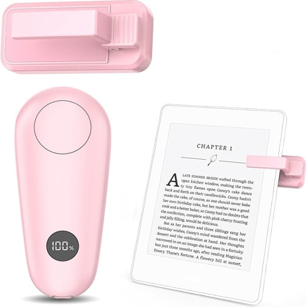 RF Remote Page Turner for Kindle Paperwhite Accessories, Power Display Remote Control for Phone iPad iOS Android Tablets Taking Reading Novels Taking, One Button + Light Pink