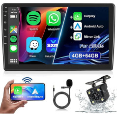 5G WiFi [4G + 64G] Android 13 Car Radio 2 DIN for t-oyota Auris2006 2007 2008 2009 2010 2011 with Wireless Carplay Car Navigation GPS 9 Inch Touchscreen Car Radio with FM Radio Bluetooth USB Mirror