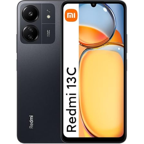 Xiaomi Redmi 13C mobilais tālrunis ar 90 Hz 6,74 collu displeju, 8 + 256 GB viedtālrunis bez līguma ar astoņkodolu procesoru un 50 MP trīskāršu kameru 5000 mAh akumulatoru Dual SIM MIUI 14 NFC (melna ES versija)