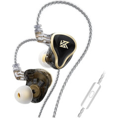 Yinyoo KZ ZAS 7BA+1DD HiFi austiņas, In-Ear Monitor, KZ Hybrid Driver, metāla austiņas ar HD mikrofonu, lieliskas basa austiņas ar 2 pin 0,75 mm noņemamu kabeli (melnas, ar mikrofonu)