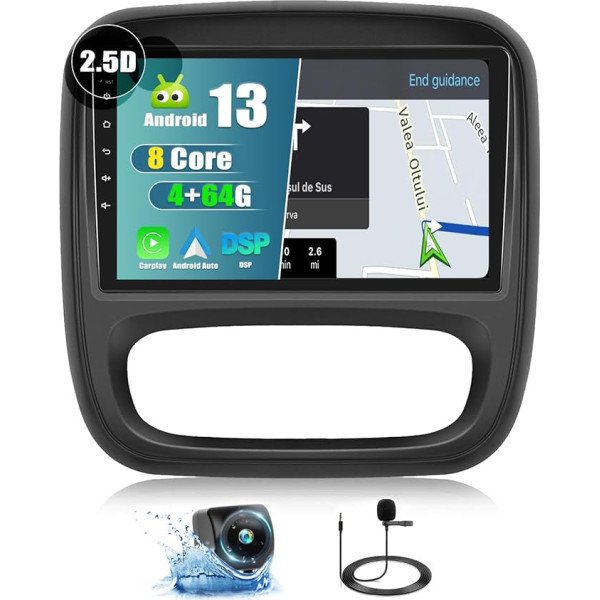 4+64G 8-core Android 13 Radio priekš Opel Vauxhall Vivaro Renault Trafic Fiat Talento Nissan NV300/VW30, 9 collu autoradio ar Wireless Carpplay WiFi GPS Bluetooth FM/RDS + Canbus atpakaļgaitas kamera