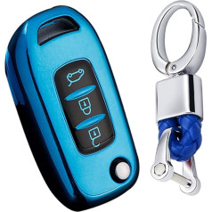 KUNIO Flip Key Case Piemērots Renault Sandero Stepway Logan Clio Arkana Captur Kadjar TPU auto atslēgu futrālis Atslēgu vāciņš Key Cover Key Case 3 Buttons Blue