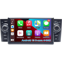 AneQu Android auto radio priekš Fiat Grande Punto 2005-2009 Linea 2007-2011 Android 13 8-core 4GB RAM 64GB ROM Single DIN auto GPS navigators ar aizmugures skata kameru iebūvētu Carplay Android Car