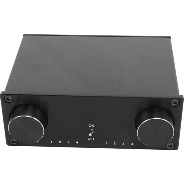 4 portu RCA slēdzis, 4 ieslēgti un 4 izslēgti divkanālu HiFi skaņas pārslēdzējs, L/R stereo bezzaudējumu audio sadalītāja selektors DVD stereo skaļruņiem, CD atskaņotājiem (ES kontaktdakša)