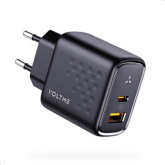 VOLTME USB-C lādētājs 45W GaN III lādētājs USB Dual Port - melns, mobilā tālruņa lādētājs USB C ātrais lādētājs 2 portu USB un USB C lādētājs, piemērots iPhone/Galaxy tālruņiem