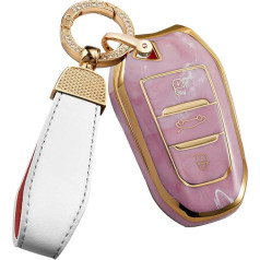 ontto Auto atslēgas vāciņš Peugeot 208 3008 5008 Piemērots Citroen C1 C2 C3 C4 Grand Picasso Cactus Tie-dye TPU Remote Key Fob Key Case Bag Accessories 3 Buttons Pink