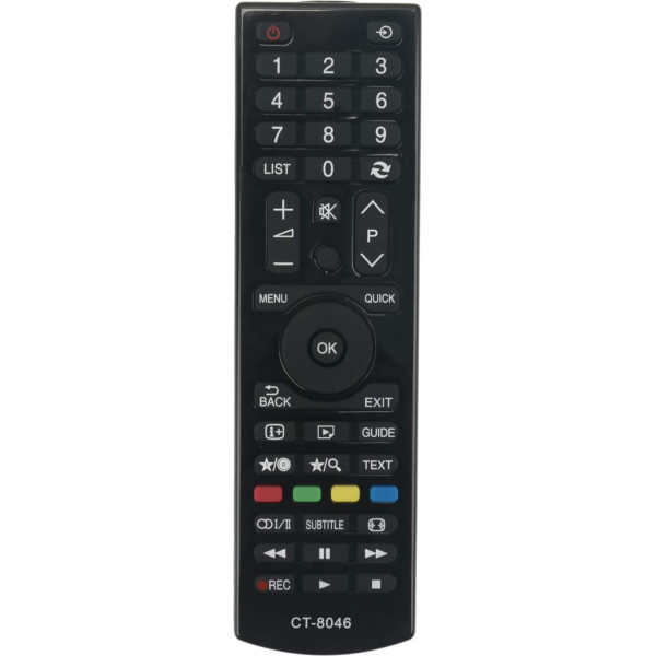 Vinabty CT-8046 Rezerves tālvadības pults Toshiba 32D1533DB 32D1633DB 32W1533DB 40L1533DB 32W1633DB HD Ready 720p Freeview LED TV un citiem televizoriem