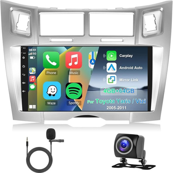 Hodozzy 8 Core 4G + 64G Auto Radio Android priekš Toyota Yaris/Vizi 2005-2011 9