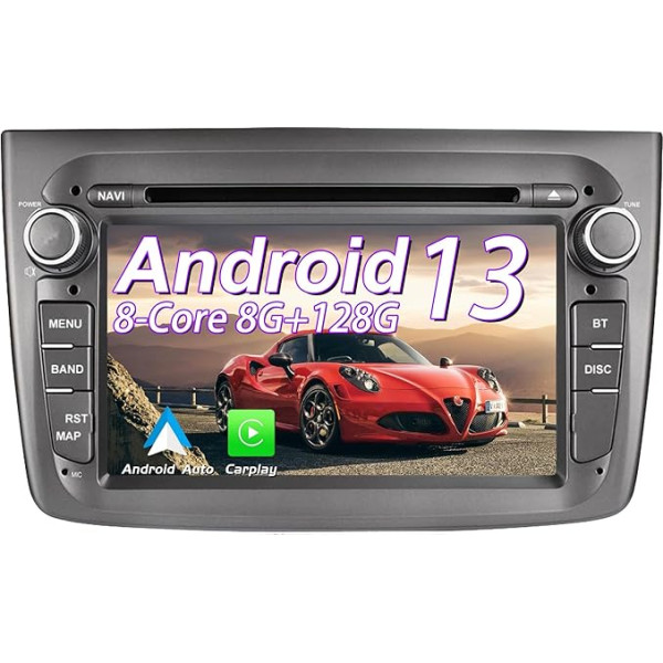 AneQu Android auto radio priekš Alfa Romeo Mito no 2008 ar Android 13 8-core 8 GB RAM 128 GB ROM Auto GPS navigators ar Bluetooth WiFi 4G iebūvētu Carplay Android Car