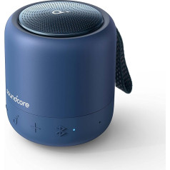 Soundcore Anker Mini 3, Bluetooth-Lautsprecher mit BassUp und PartyCast Technologie, USB-C, Wasserschutz IPX7, Individueller EQ (in Blau) (Generalüberholt)