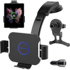 Olycism 15W divu spoļu mobilā tālruņa turētājs automašīnā Samsung Z Fold 5/4/3 inteliģentajiem bezvadu lādētājiem Qi Car Mount gaisa ventilācijas atverēm, instrumentu panelim, Samsung Galaxy Z Fold 5/4/3/2