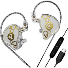 ND Venus 10mm Dual Magnetic Dynamic Driver IEM austiņas HiFi Wired Gaming Earbuds 2 Pin noņemams kabelis (ar mikrofonu Crystal)