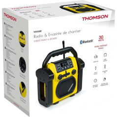 Thomson WKR50BT - рабочее радио с Bluetooth, FM-радио PLL, AUX-IN, разъем для наушников, USB-плеер, 30 Вт музыки, IPX54, питание 230 В кабель или 4 батарейки LR14 (в компле