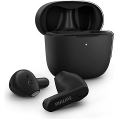 Philips TAT2236BK/00 Bluetooth austiņas, noturīgas pret sviedriem, 18 stundu atskaņošanas laiks, iebūvēts mikrofons, plāns lādētājs, melnas krāsas