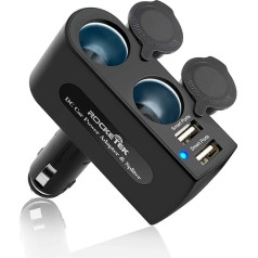 Auto lādētājs Cigarešu aizdedzinātāja adapteris USB QC 3.0 12V/24V 120W līdzstrāvas ligzdas sadalītājs ar divām USB ligzdām un 2 ligzdām Cigarešu aizdedzinātājs viedtālrunim Android Galaxy GPS Dash Cam Radaru detektors un citi