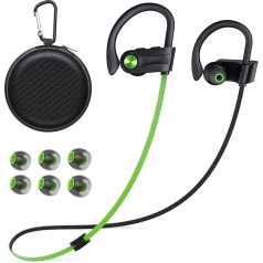 NUASI Bluetooth austiņas, bezvadu Bluetooth austiņas ar Bluetooth 5.3, Bluetooth austiņas Sport Deep Bass Stereo, IPX7 ūdensnecaurlaidīgas, Bluetooth austiņas ausīs skriešanas treniņiem, zaļš