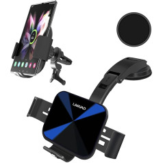 Dual Coils Fast Wireless Car ChargerLAMJAD 15W Smart Qi Car Mount tālruņa turētājs gaisa ventilācijas atverei un panelim Saderīgs ar Galaxy Z Fold 3 Fold 2 iPhone 13 8 X 11 12 Series Pixel 6 Samsung S22 Ultra S 21