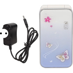 Annadue N509 2G Flip telefons, 2,4 collu HD krāsu displejs, divas SIM kartes, atbloķēts GSM tālrunis ar SOS ārkārtas izsaukuma pogu, 6800 MAh, viegli lietojams. (100 240 V) (violeta)