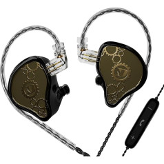 ND Venus In-Ear monitora austiņas 10mm Dual Magnetic Dynamic Driver IEM austiņas HiFi Gaming Earbuds 2 Pin noņemams kabelis (ar mikrofonu, melns 3,5 mm spraudnis)