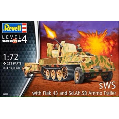 Plastmasas modelis sws w/flak43 & sd ah58 munīcijas piekabe