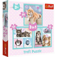 Puzzle 3in1 gudri dzīvnieki kaķi