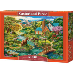 Puzzle 2000 elementi lauku māja ar zirgiem