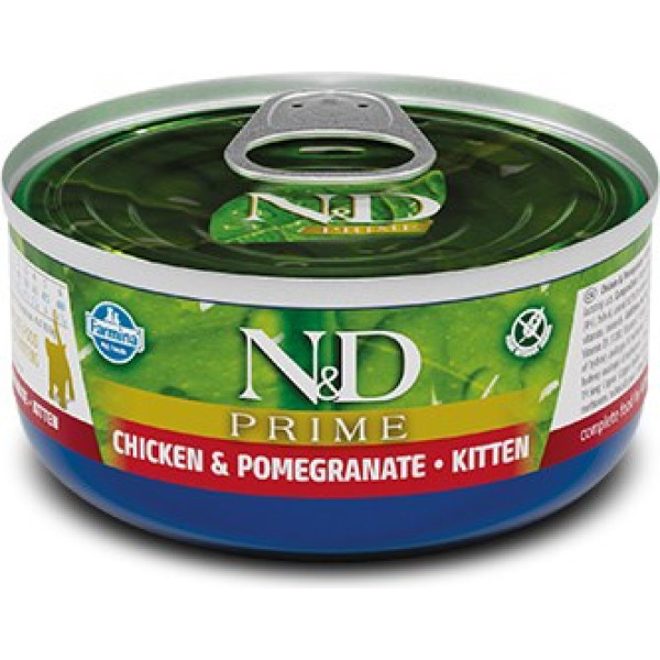 n&d prime chicken & granātābolu kaķēnu mitrā barība - 70 g