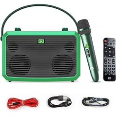 SHIDU M5 50 W karaoke aparatas suaugusiems, nešiojama PA sistema, balso stiprintuvas, Bluetooth garsiakalbis su belaidžiu mikrofonu ir nuotolinio valdymo pultu, palaiko AUX / USB / SD namuose, vakarėliuose