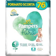 Pampers Naturello, 76 sauskelnės su medvilne ir natūraliomis augalų medžiagomis, 0% kvepalų, 4 dydis (7-18 kg)