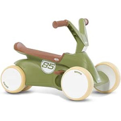 Berg GO² 2-in-1 Retro Green Slide Car, Brauciens un līdzsvara velosipēds, Bērnu automašīna ar nolokāmiem pedāļiem, Pedal Gokart, Bērnu rotaļlieta, kas piemērota bērniem vecumā no 10 līdz 30 mēnešiem, Liela