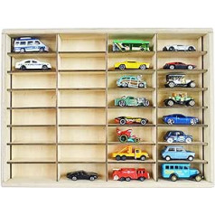 32 Hot Wheels Die-Cast Wooden Rack Collectible Miniature Cars