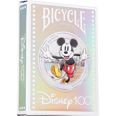 Dviračių „Disney“ riboto leidimo 100 metų jubiliejaus žaidimo kortos – holografinė folija – su 20 ir daugiau legendinių „Disney“ personažų