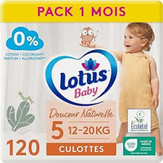 Lotus Baby Douceur Naturelle Briefs Size 5 (12-20kg) 1 Month Pack of 120