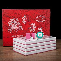 THY COLLECTIBLES Traditional Chinese Mahjong Playset - 144 + 2 Spare Stones - Pink