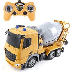 ENGINS DE CHANTIER Camion 090312-30 cm tālvadības pults rotējošais tops, plastmasa, dzeltens, mini universāls, 3 gadi, 090312, daudzkrāsains