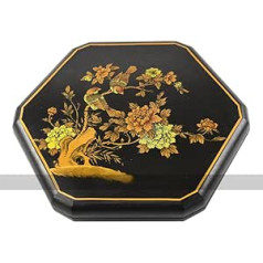 Tradicinių žaidimų meistrų kiniškos šaškės dirbtinės odos dėžutėje su stiklo rutuliukais (paukščių ir gėlių dizainas)